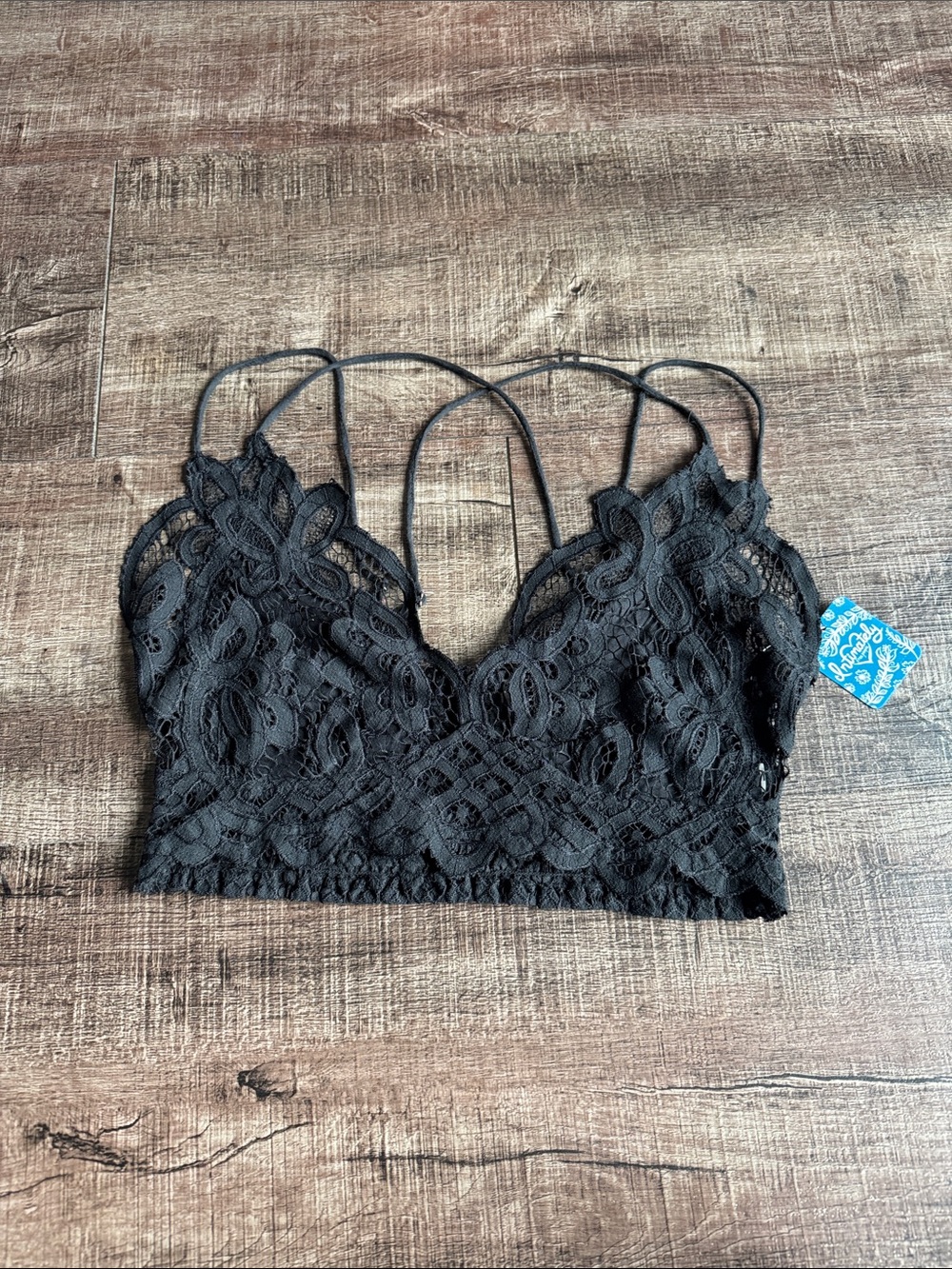 Free People Black Lace Strappy Bralette NWT
